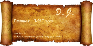 Demmer János névjegykártya